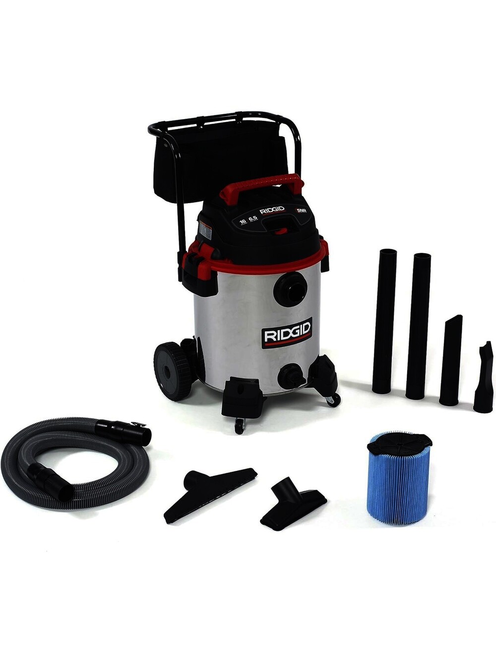RIDGID 16-Gallon Stainless Wet Dry Vacuum With Cart